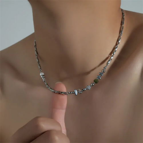 Polished Titanium Steel Mobius Ring Necklace Unisex Trendy Design Splice Pendant Collarbone Chain Sweater Chain Hip Hop
