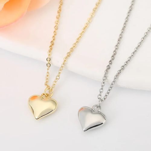 Heart Shape Necklace for Women with Copper Pendant and Golden Plated Electroplated Finish, Featuring a Cable Chain