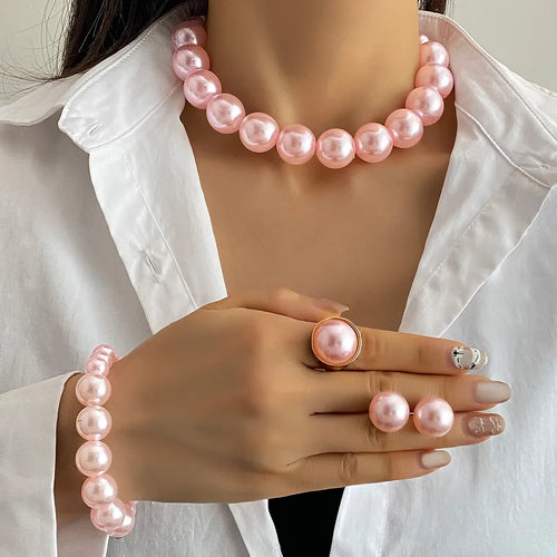 Elegant European Style Pearl Jewelry Set For Women Five-Piece Suite Ideal For Parties Versatile Gift For Besties Alloy And Mixed Material