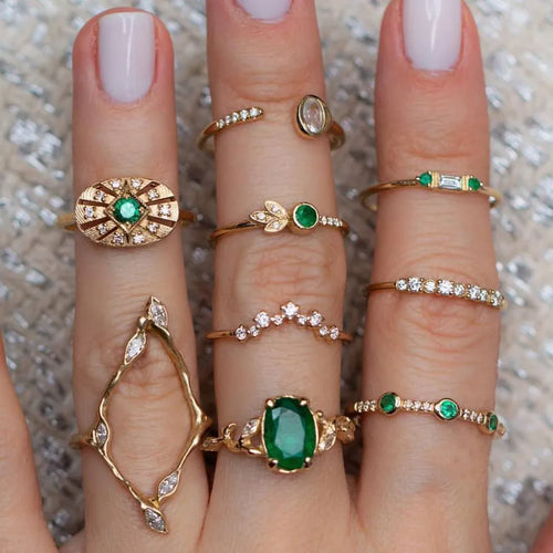 shiny irregular star alloy inlay artificial rhinestones women's rings