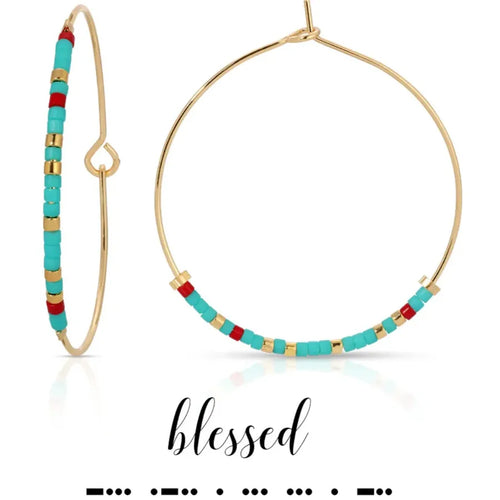 Bohemian Style Gold Ring Color Block Design Bead Earrings Versatile Daily Fashionable Geometric Pattern Electroplated Jewelry
