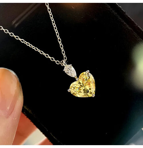 Copper Diamond Heart Crystal Necklaces