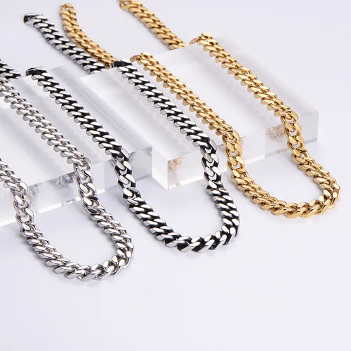 304 Stainless Steel Hip-Hop Rock Polishing Plating Solid Color Long Necklace