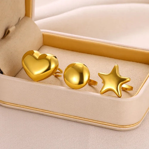 Simple Style Classic Style Round Star Heart Shape 304 Stainless Steel Open Rings 1 Piece