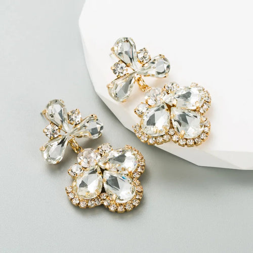 fashion geometric alloy rhinestones women's earrings 1 pair