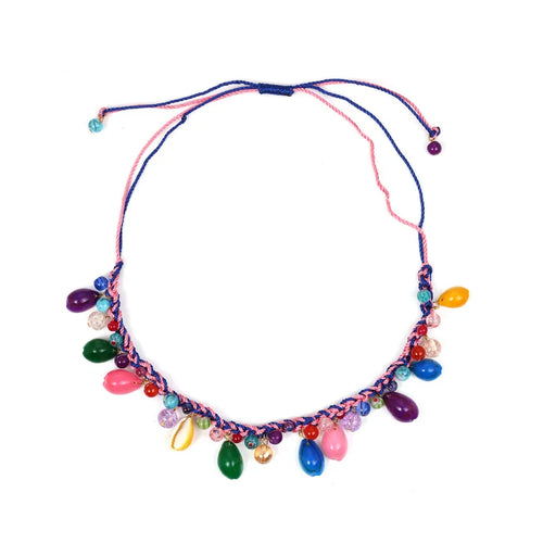 Braid Shell Necklace for Women with Rope Chain Featuring Natural Shell Pendant
