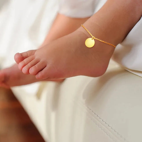 Wholesale Jewelry Basic Round 201 Stainless Steel 18K Gold Plated Polishing Anklet