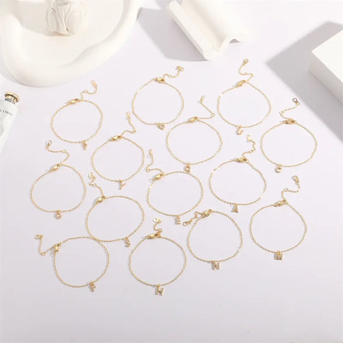 fashion letter copper gold plated zircon women's anklet 1 piece