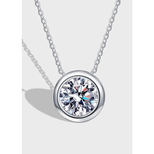 Sweet Silver Pendant Necklace For Women in 925 Sterling Silver with Moissanite Inlay and Cable Chain