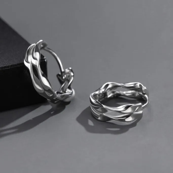 Elevate Your Style with Double Wave Men's Earrings
