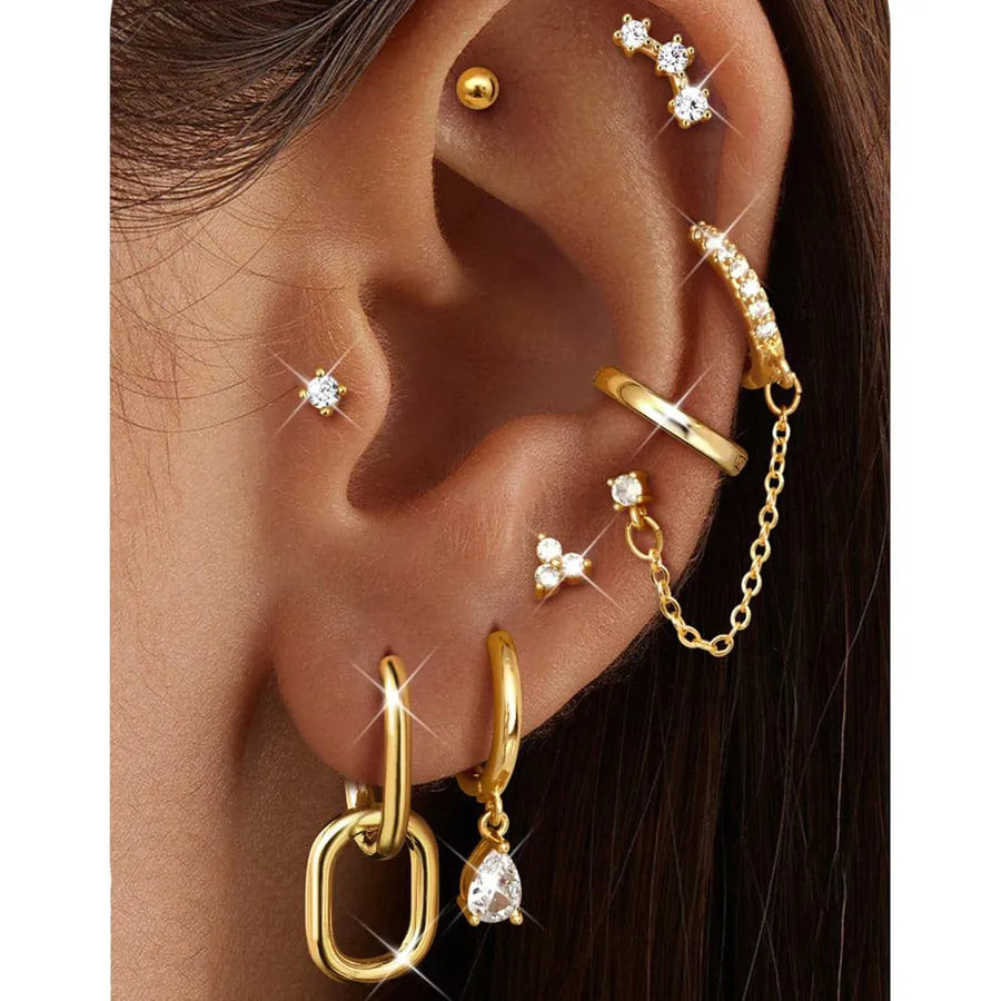 Elevate Your Style with Our Geometric Pattern Hoop Earrings Set