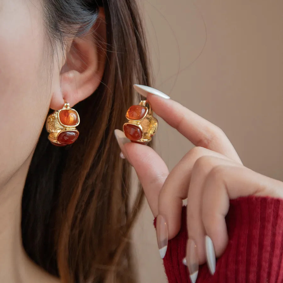 Elevate Your Style with Silver Pin Tiger Eye Stone Earrings