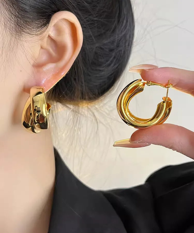 Elevate Your Style with Minimalist Cool Style Geometric Metal Hoop Earrings