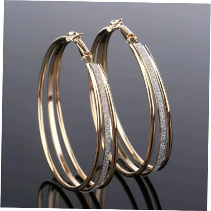 Discover the Elegance of Fashionable Matte Three Ring Large Hoops