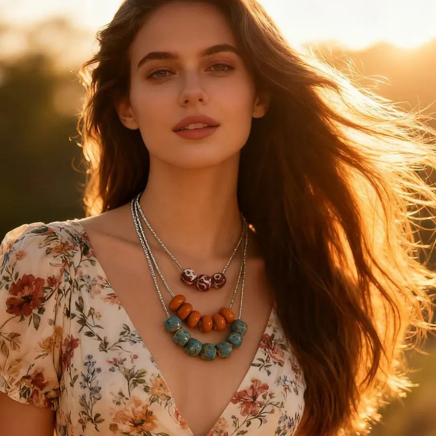 Elevate Your Style with Our Casual Multi-Layer Ceramic Beaded Necklace
