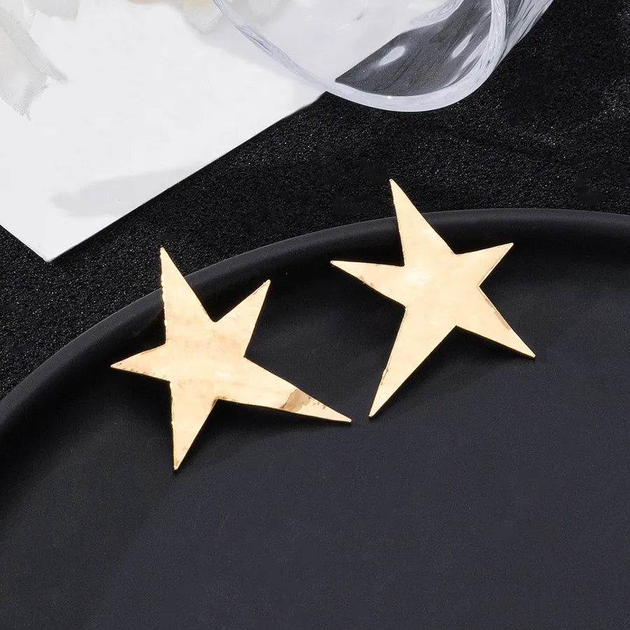 Enhance Your Style with Women's Simple Irregular Star Hammered Earrings