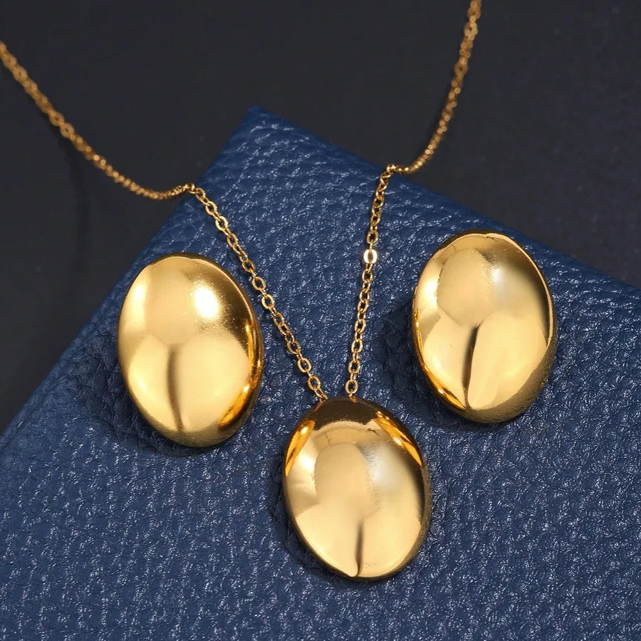 Discover the Trendy Minimalist Style Oval Three-Dimensional Geometric Jewelry Set