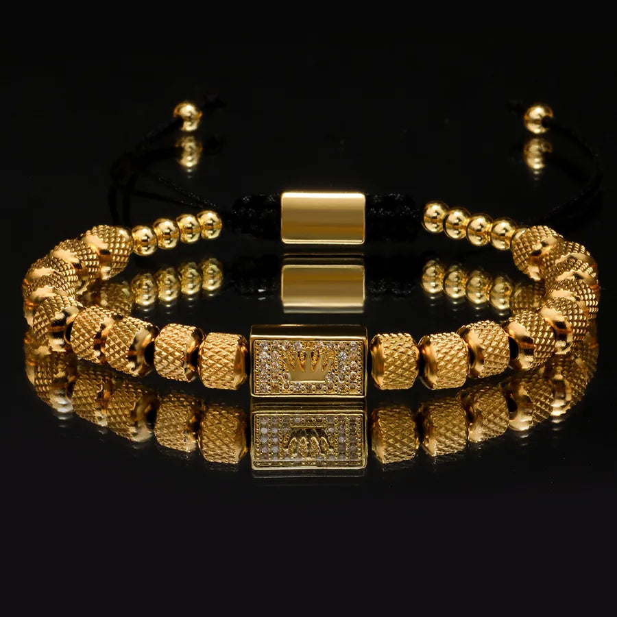 Elevate Your Style with the Crown Stainless Steel Beaded Titanium Bracelet