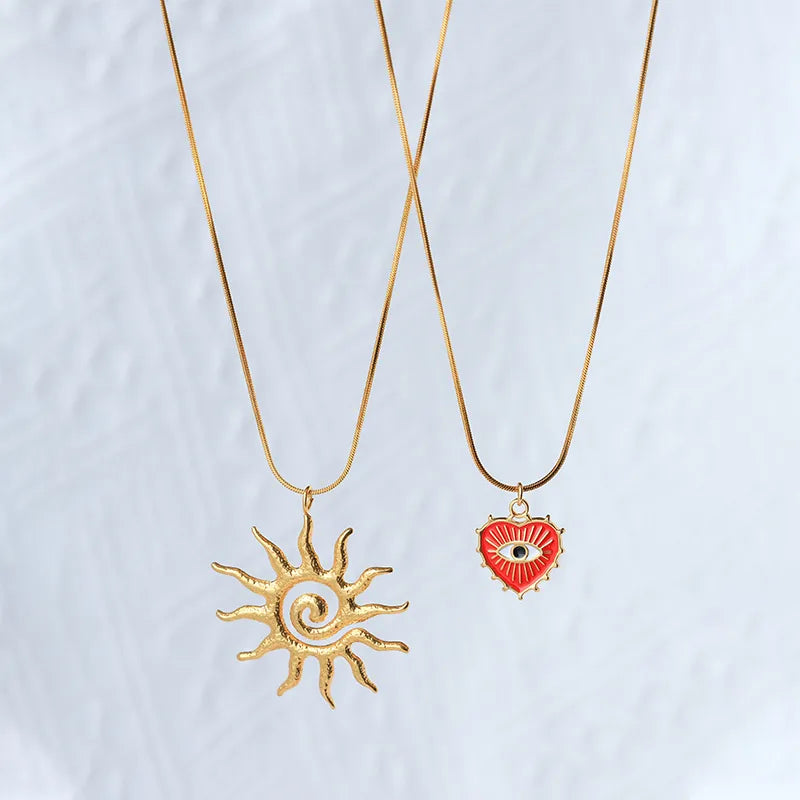 Discover the Elegance of the Sun Devil's Eye Heart Shape Pendant Necklace