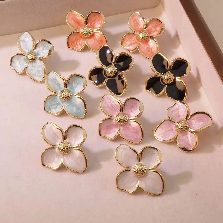 Discover Elegance with Our 1-Piece Lady Romantic Flower Titanium Steel Earrings
