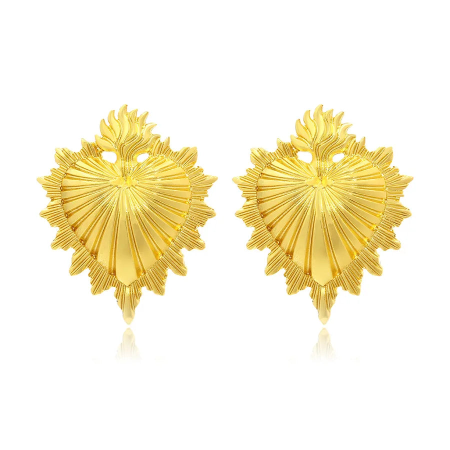 Exaggerated Heavy Alloy Texture Heart Shaped Earrings: Elevate Your Style