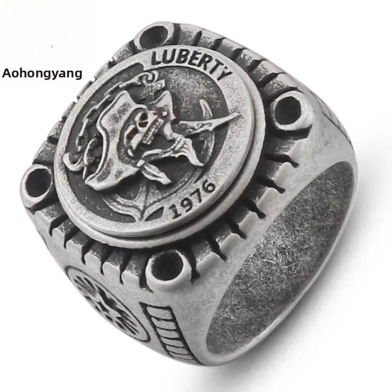 Discover the Exquisite Pirate Skull Titanium Steel Ring for Men