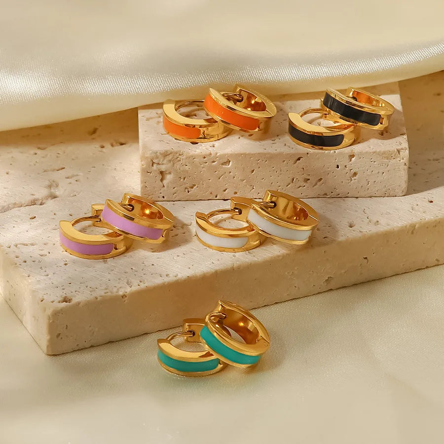Elevate Your Style with Fashion Round Enamel Gold Plated Earrings