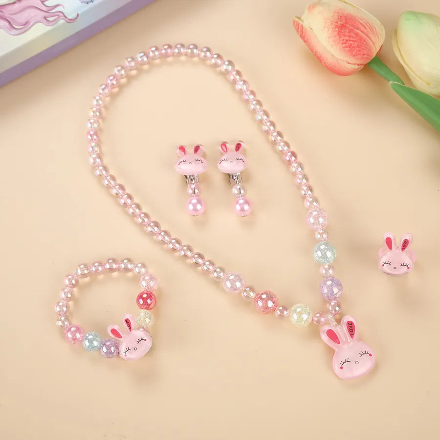Enchanting Cartoon Rabbit Jewelry Set for Little Girls