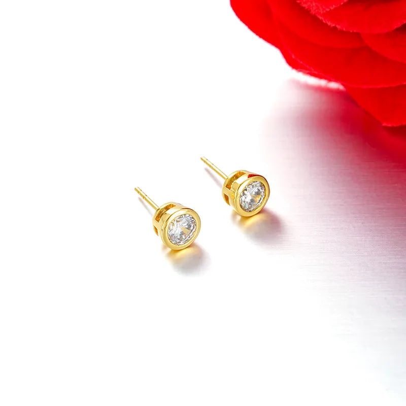 Elevate Your Style with Xuping Copper Alloy Plated 18K Real Gold Geometric Circle Inlaid Earrings