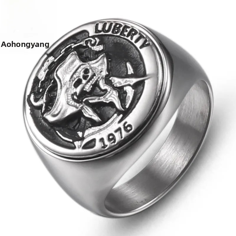 Discover the Unique Pirate Skull Titanium Steel Ring for Men