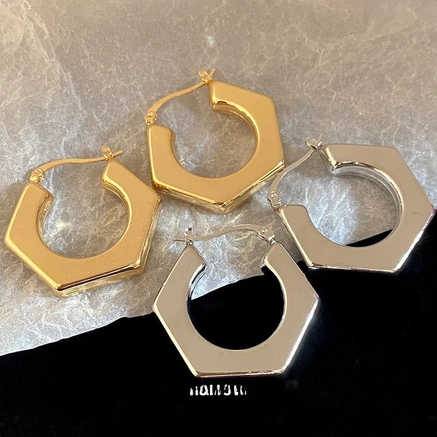 Elevate Your Style with Geometric Metal Polygonal Earrings
