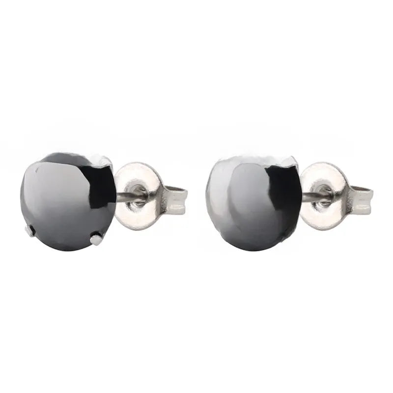 Elevate Your Style with 4-Claw Black Zircon Stud Earrings