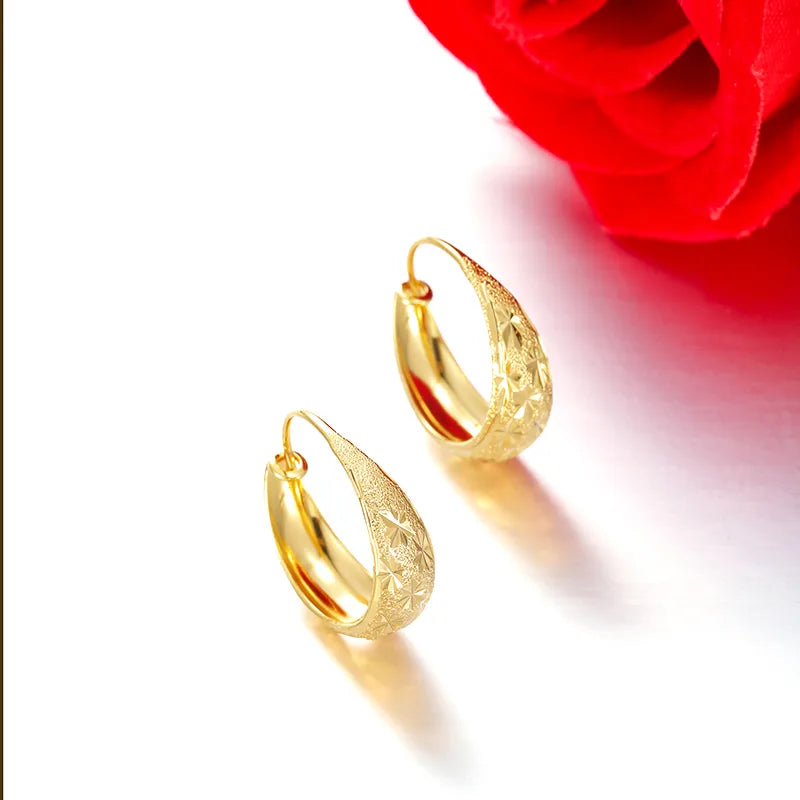Elegant Xuping Copper Alloy Plated 18K Gold Geometric Water Drop Carved Earrings