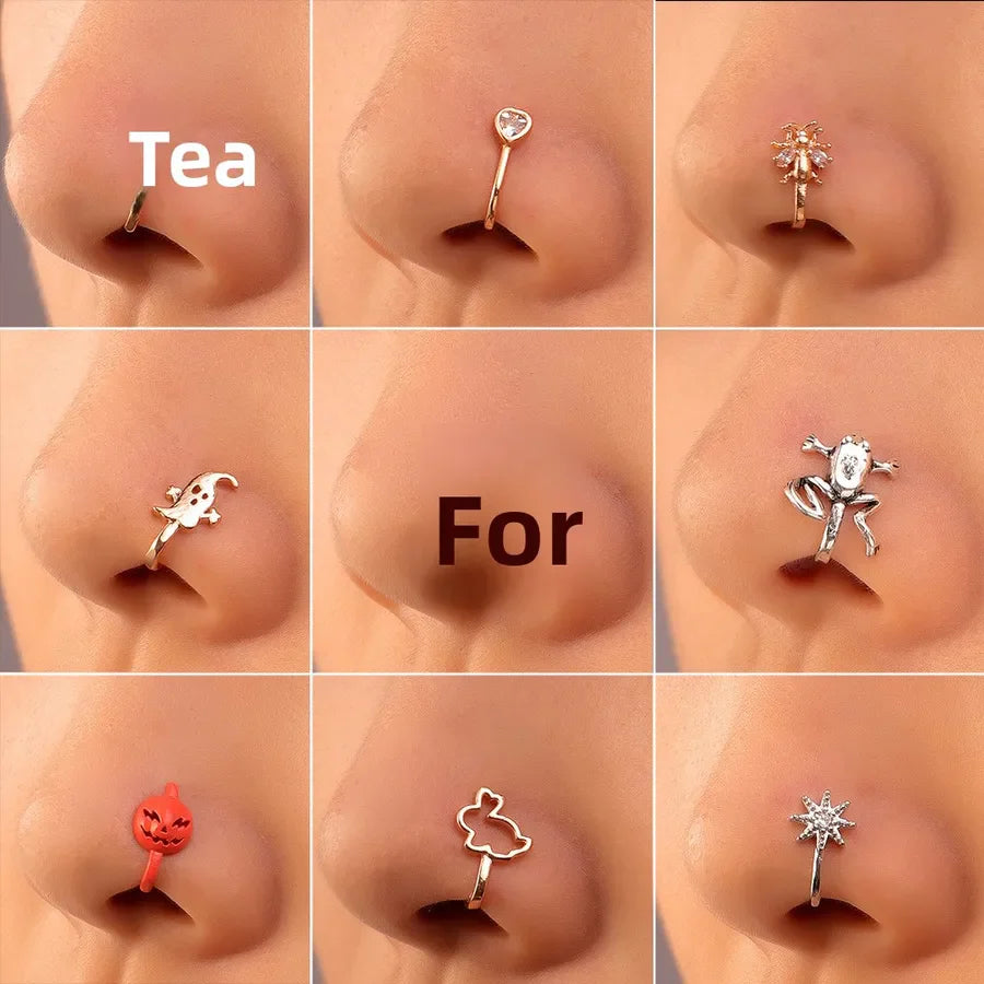 Elevate Your Style with the African Retro Copper Inlaid Zircon U-Shaped Nose Stud
