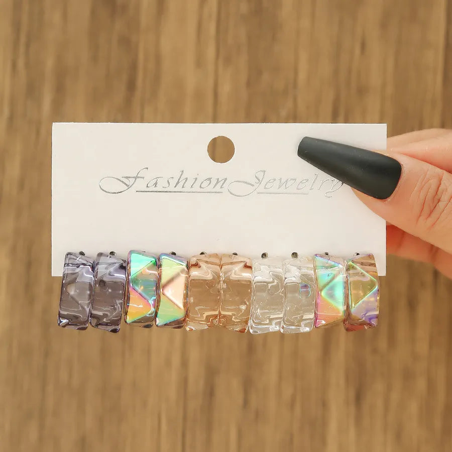 Elevate Your Style with the Elegant Acrylic Gradient Folded Geometric Earring Set