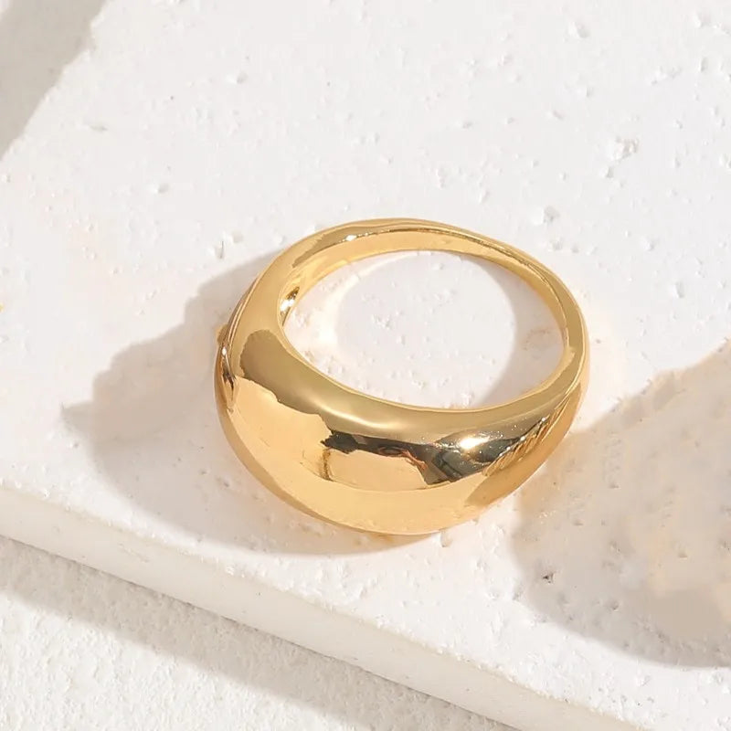 Discover the Elegance of Our 14K Gold Plated Glossy Dome Ring