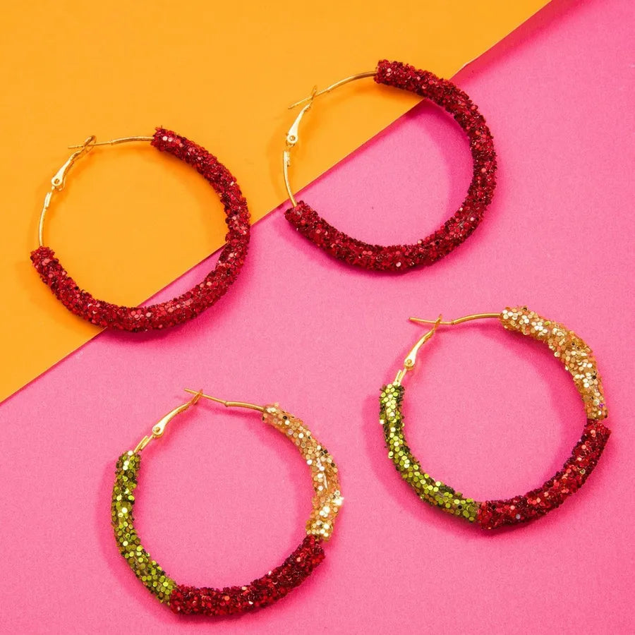 Elevate Your Style with Fashionable Geometric Patterned Colorful Sequin Earrings