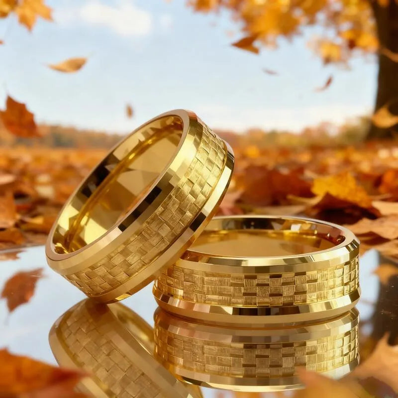 Discover the Elegance of Our Unisex Gold Plated Carbon Fiber Ring