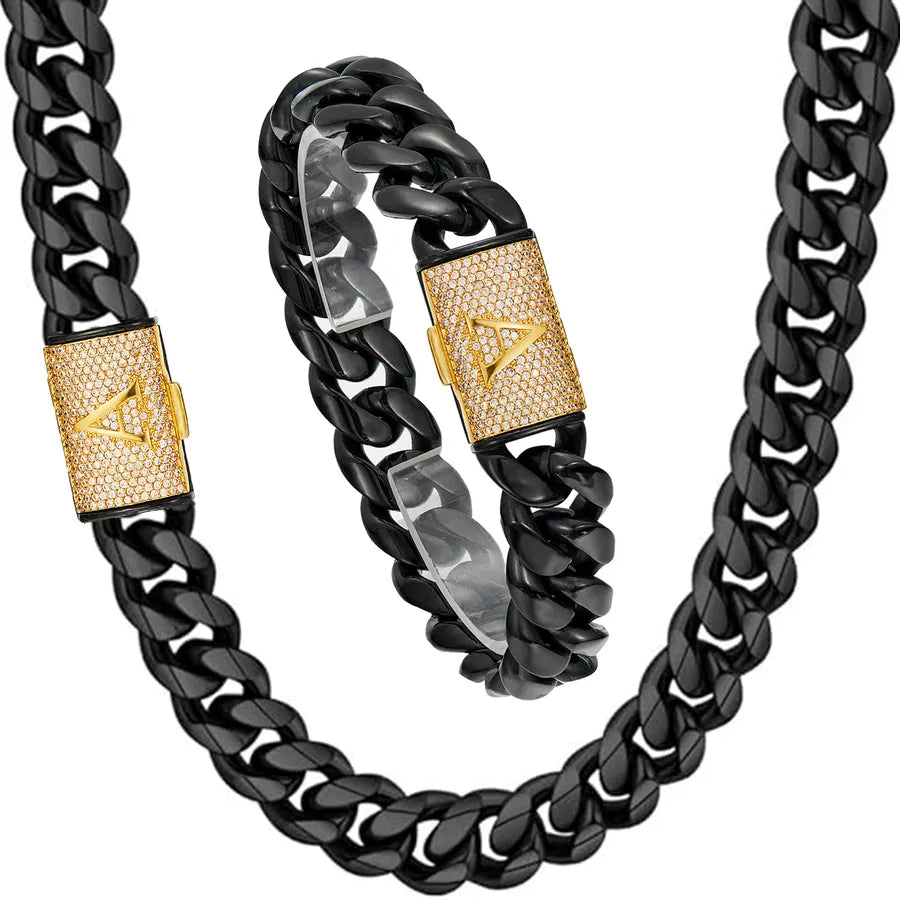 Elevate Your Style with the Black Cuban Encrypted Chain Necklace for Men