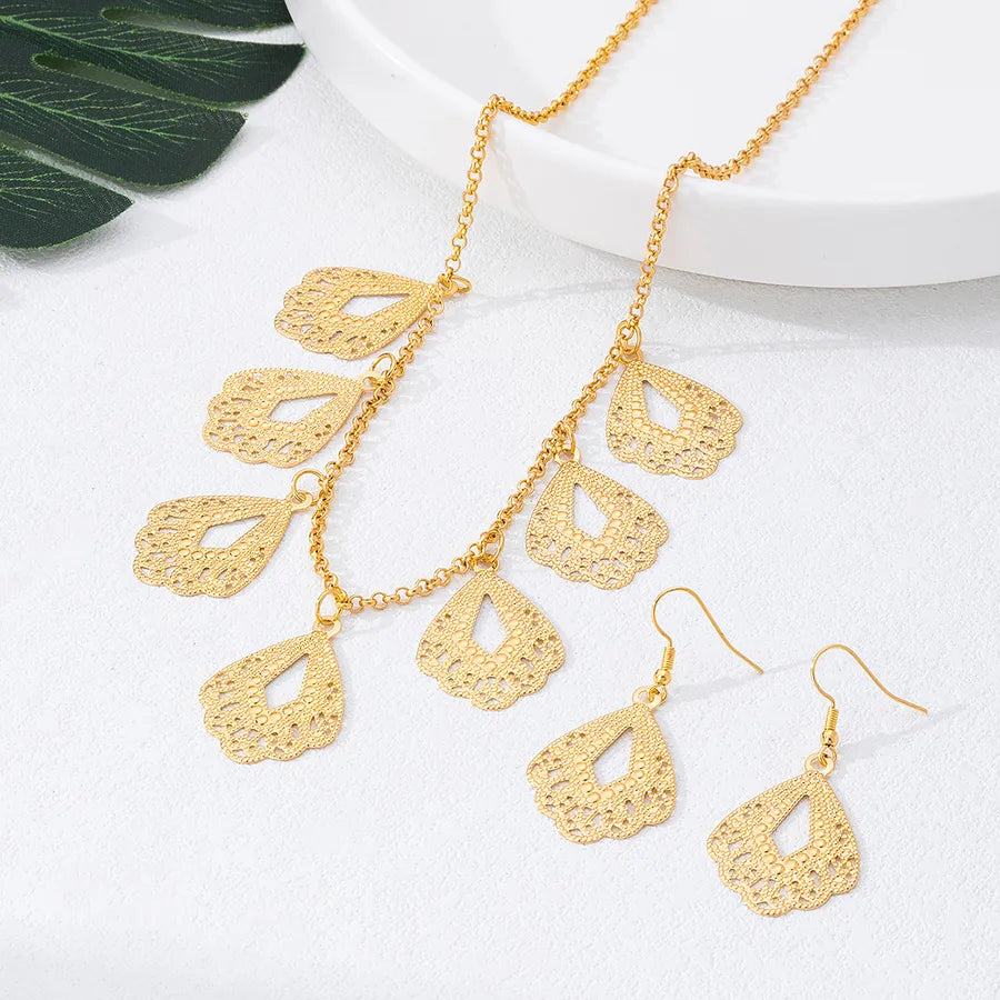 Elevate Your Elegance with Our Women's Water Drop Hollow Cuban Chain Jewelry Set