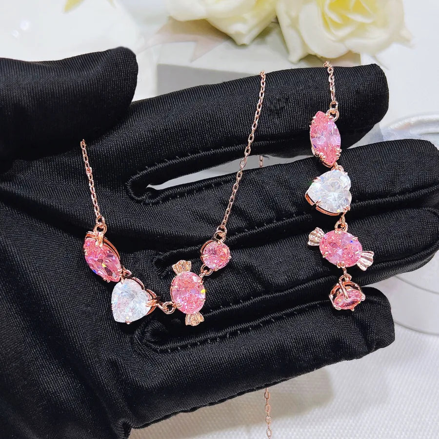 Discover the Elegance of Lady Water Droplets Heart Shape Bracelet and Necklace