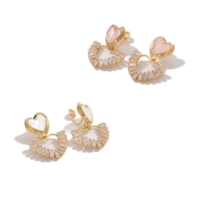 Trendy Pink Heart-Shaped Zircon Earrings: Elevate Your Style