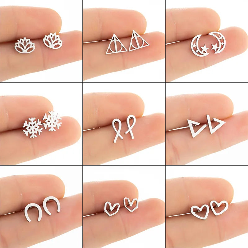 Elevate Your Elegance with Simple Style Geometric 304 Stainless Steel Ear Studs