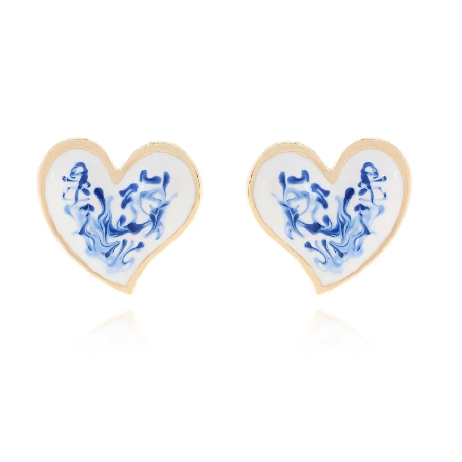Discover the Elegance of European Style Enamel Heart-Shaped Oil Drop Earrings