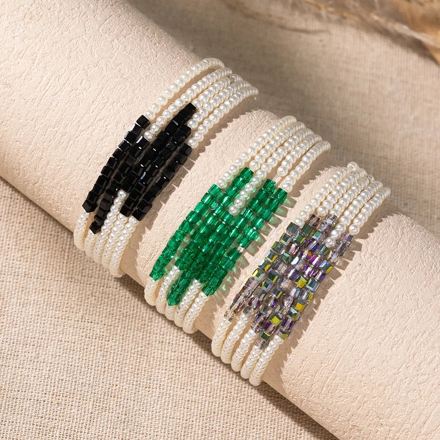 Embrace Elegance with Vintage Style Classic Square Imitation Pearl Beaded Chain Wrap Bracelets