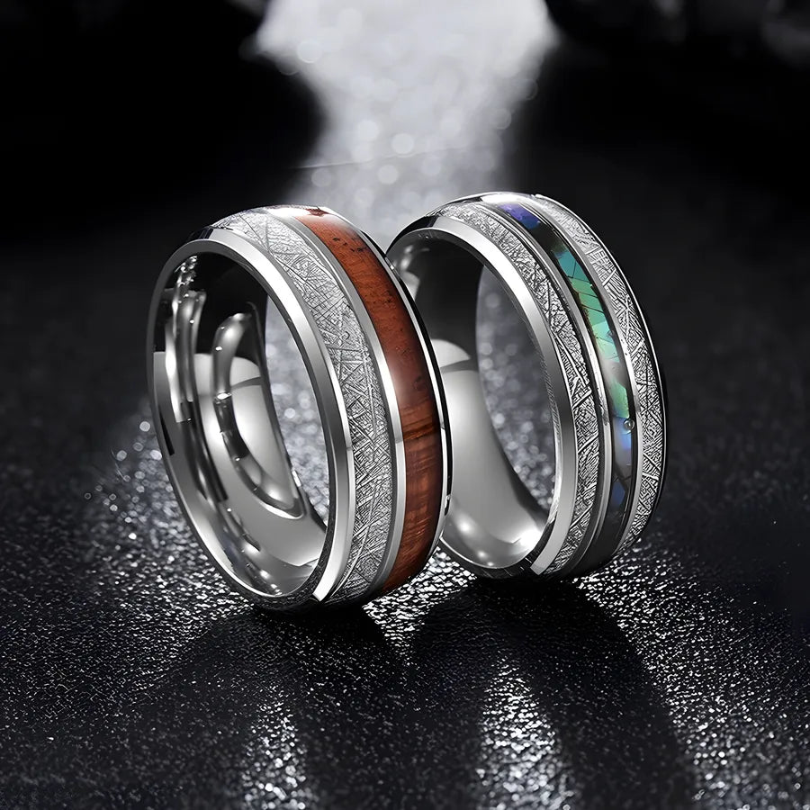 Discover the Elegance of Our New Fashionable Titanium Steel Wood Grain Ring