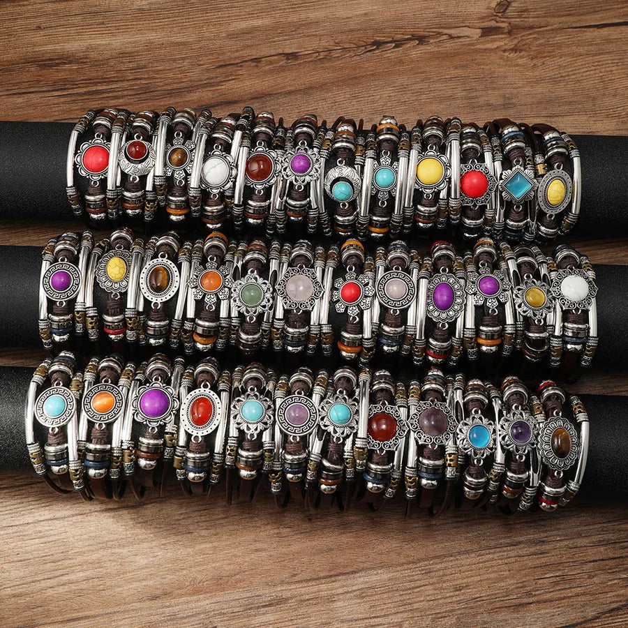 Discover the Elegance of Our Natural Stone Turquoise Embedded Bracelet