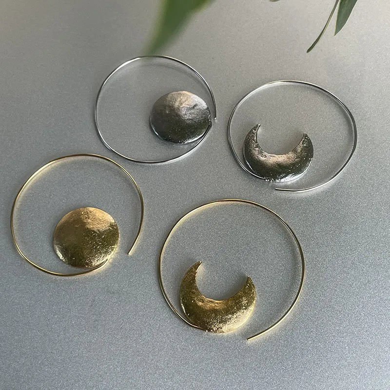 Elevate Your Style with Asymmetric Moon Shape Cold Style Earrings