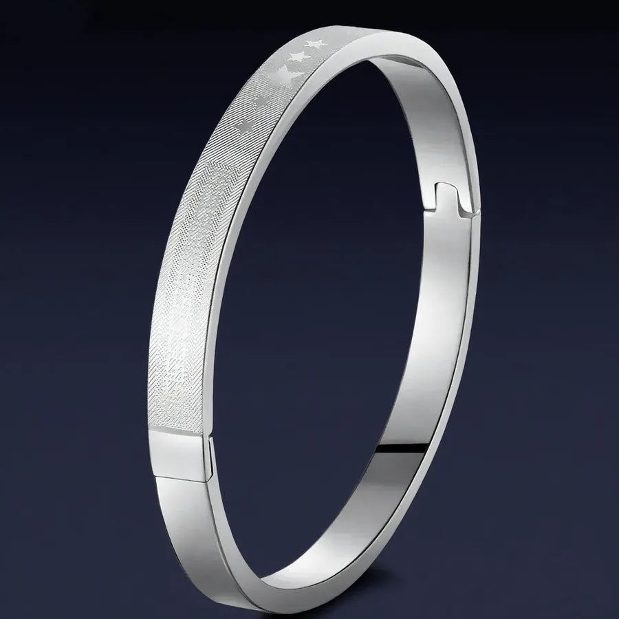 Star Pattern Waterproof Non-Tarnish Titanium Steel Bangle with Rhinestones