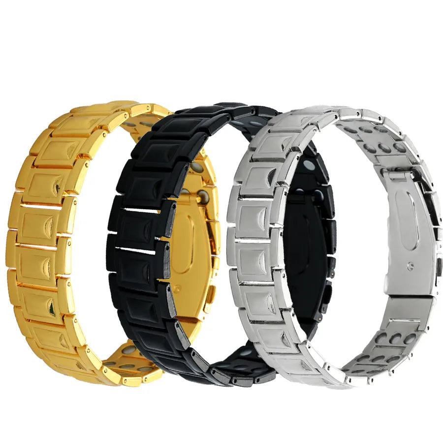 Discover the Fashionable Wide Square Three Row Magnetic Bracelet for Men